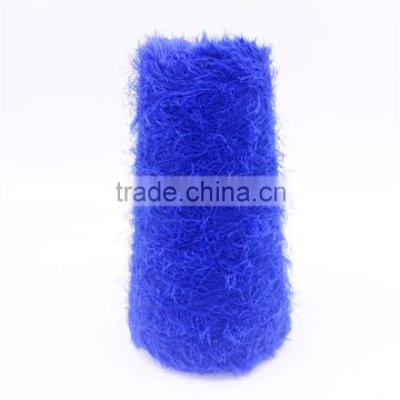 100% polyester feather yarn 6.5/1 dyed in cone , low price fancy yarn