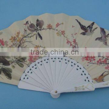 Hot Party Supplier Spanish Fabric Folding Hand Fan with plastic ribs