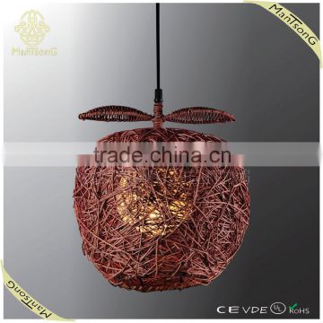 2015 modern brown rattan handmade apple shape pendant light