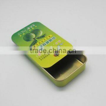 fashion wholesale slide cover tin box sliding cover lid mint candy metal slide tin
