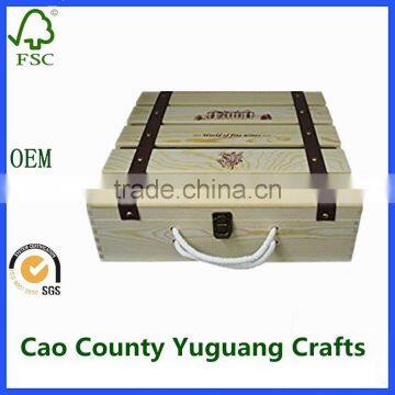 Wooden Vintage Vineyard 4 Wine Bottle Gift Storage Boxes photo-2