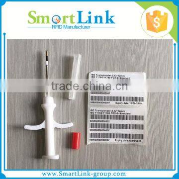 wholesale 125Khz/134.2Khz RFID microchip for animal Identification,2.12*12mm glass tag with sterilized syringe