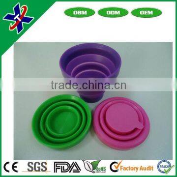 High Quality Reuseable Easy use portable collapsible silicone folding / collapsible silicone cup