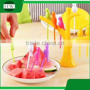 eco plastic tableware kid cartoon tree birdie fruit fork set