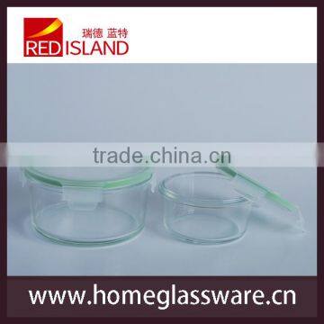 round borosilicate tempered glass food storage box for oven