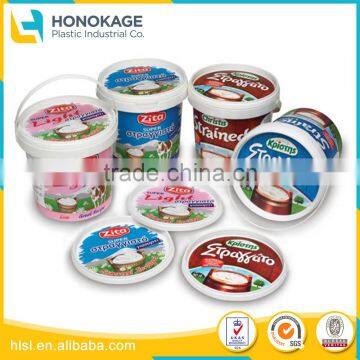 High Quality IML Yogurt Plastic Cup with Handle and Lid, Greek Yogurt Large Container