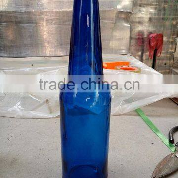 Hot sale! blue glass beer bottle with 300ML, customized logo