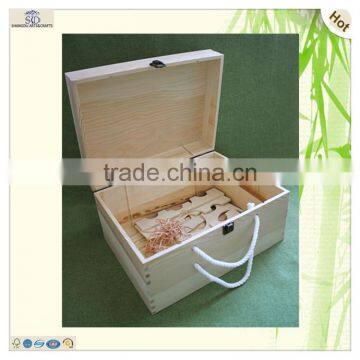 Shandong 6 Bottle Decorative Pine Wooden Wine Boxes photo-3