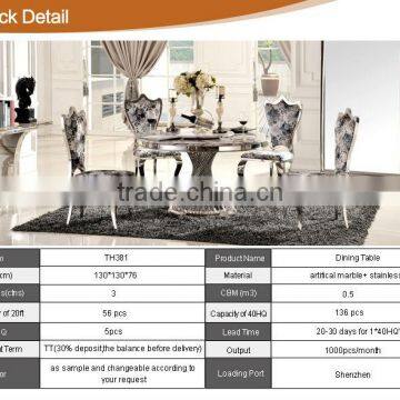 TH381 Hot Sale Modern Marble Stainless Steel Dining Table photo-3