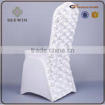 solid white rosette chair cover wedding