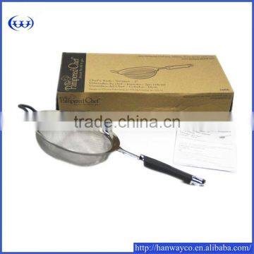 stock lot stainless strainer with sillicone Handle, Stainless Steel Kitchenware Stainless Strainer