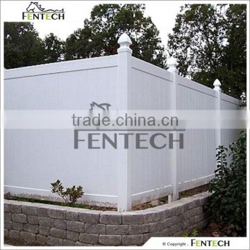 Fentech White Flat-Top Decorative Full Privacy Vinyl Fence with Gothic Fence Post Caps