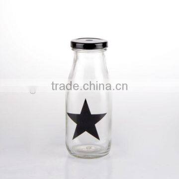 11oz Pentacle Decal Milk Bottle Glass Mason Jar With Lid photo-4