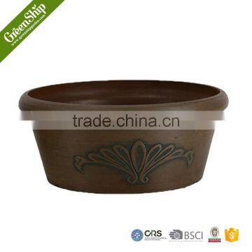Antique Round Hand Carved Plastic Flower Pot photo-3