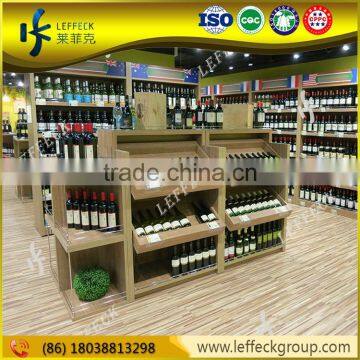 Factory wholesale retial shop floor wood wine bottle display rack