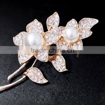 Upscale Gold Plated Red Crystal Hijab Pins Rhinestone Brooch for Engagement photo-2