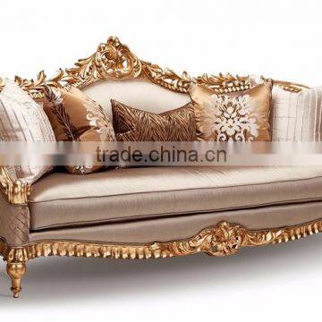 Luxury French Baroque Style Classic Carving Giltwood Upholstery Three Seat Sofa BF12-04274d