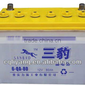 Dry charged automobile battery