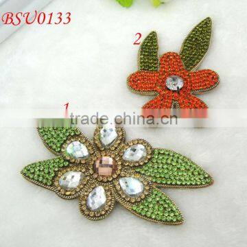 Unique flower shape colorful rhinestone shoe upper,shoe ornament for sandal vamp