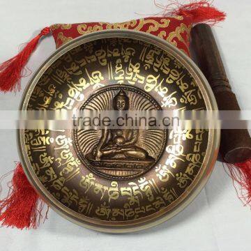 High Quality Buddhist 8 Good Luck Symbols Crafted Handmade Tibetan Singing Bowl photo-5