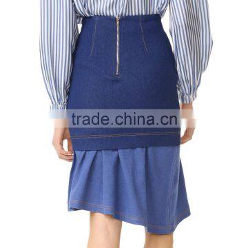 Latest Fashion Vintage Denim Pattern Lady Short Jean Skirt Design Picture photo-3