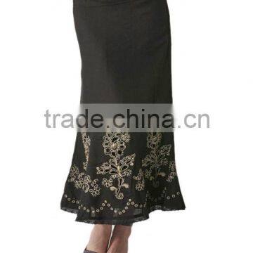 New Fashion Woman Linen Embroider Long Maxi Skirt