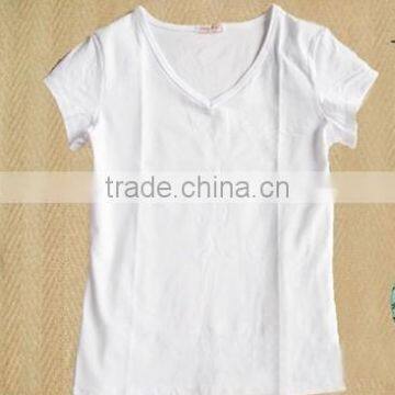 Cotton/spandex Women's V-neck T-shirt,solid Color T-shirt Custom Wholesale photo-2