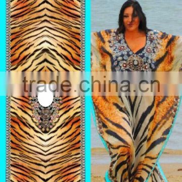 DIGITAL print Satin Crystal full length long kaftan CAFTAN tunic poncho blouse KURTA