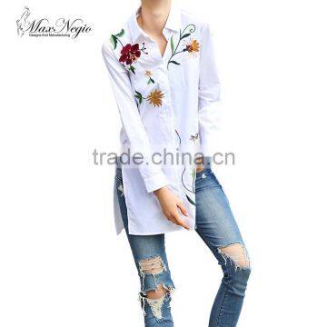 Maxnegio button up shirt casual cotton embroidered dress shirt