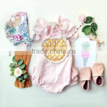 Lovely One Piece Clothes Pink Cotton Bubble Cotton Baby Rompers Wholesale