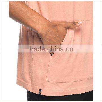 Guangzhou OEM New Fshion Incarnadine Color Men's Slant Pocket Short Sleeve Hoodie photo-4