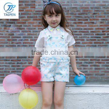 2016 Summer Fashion Girls Overalls with Shirt Clothing Set Casual Baby Kids Outfit