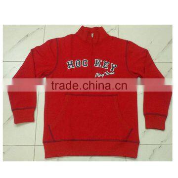 80% Ctn, 20% Polyester, Fleece, One Side Brush, Children Boys High Neck Sweatshirt With Cangaru Pocket