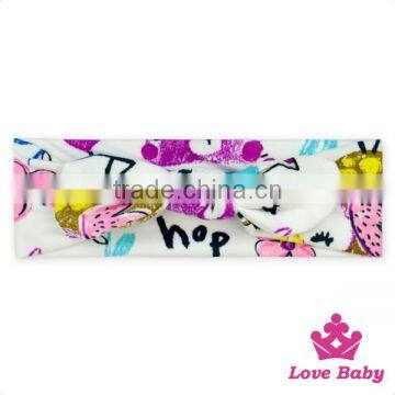 Korean Fancy OEM Service Lovely Style Knitted Pattern Printed Bow Custom Cotton Newborn Baby Headband Accessories photo-3