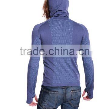 Seamless Long Sleeve Hoodie Shirt Sportswear for Men With Thumbholes photo-2