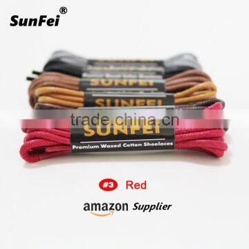 Luxury Waxed Thin Cotton Round Rope Red Shoelaces 2.5mm Dress Wax Cord Laces for Brogues Shoes - All Sizes - Accept Custom