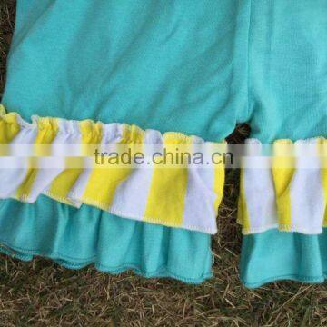 2016 New Baby Girls Yellow Strips Capri Set Outfits With Matching Necklace and Headband photo-4