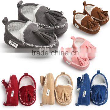 6 colors suede fabric, soft sole baby moccasins