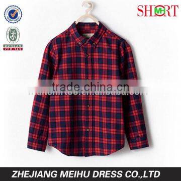 Latest boys flannel shirt for boy warm black red checks mens dress shirts