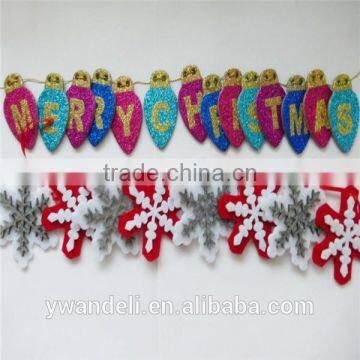 Merry Christmas Xmas Glitter Banner, Felt Hanging Banner & Garland & Bunting