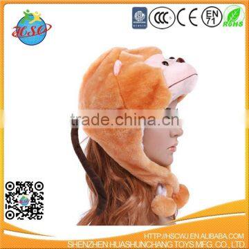 winter lady funny animal head plush hat