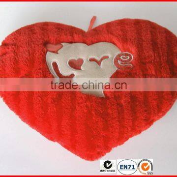 High Quality PV plush material heart shaped pillow with "love" embroidery