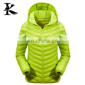 Women padding jacket shiny yellow reflective down jacket