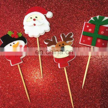 New Arrival Creative Christmas Felt Cupcake Topper Cake Decorations