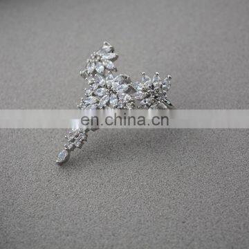 Exaggerated Feathers Zircon Ring Rhinestone Fashion Ladies Temperament Opening Ring photo-4