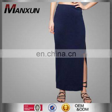 Top quality hot selling ladies basic long fitted maxi skirt with slit