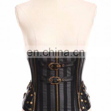 Gothic steampunk striped corset with soft bones