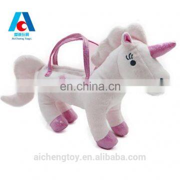 Lovely plush unicorn handbag toys with top quality CE testing