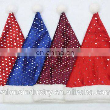 Yiwu China OEM Wholesale velvet Santa Claus Christmas Hat Liner Inside with Stars Ideas