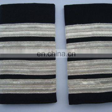 Pilot Epaulette Captain Epaulette Four Silver Bar 13 mm Metallic braid